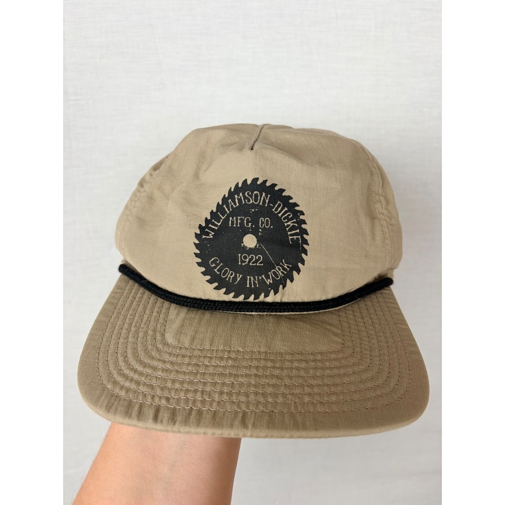 Dickies Williamson-Dickie Mfg Co Glory In Work Snapback Hat Tan Khaki Rope Cap - Picture 3 of 5